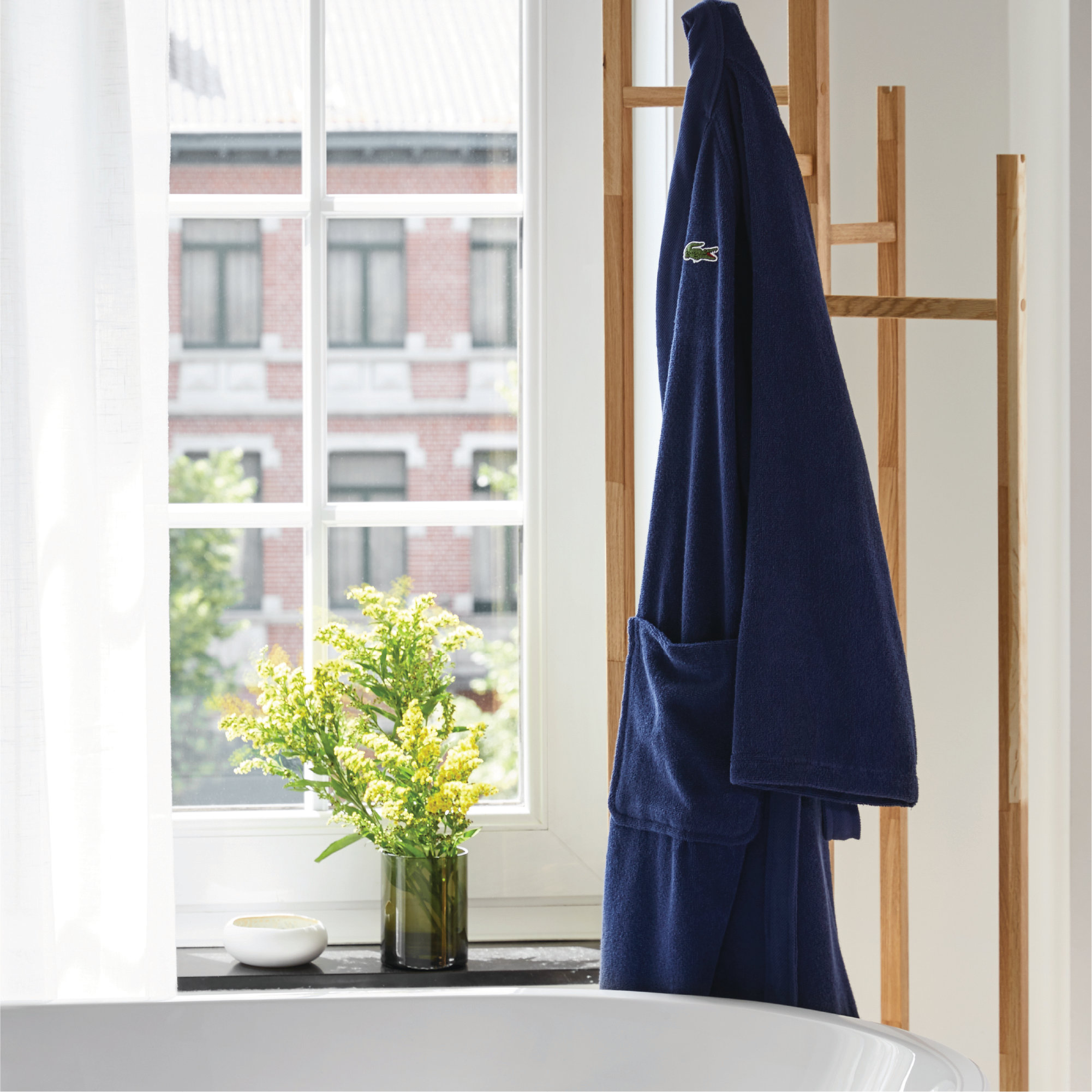 Lacoste Classic Pique Cotton Terry Bathrobe – 100% Cotton Spa Robe